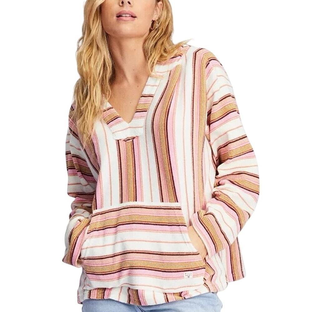 Billabong Juniors' Baja Sands Cotton Striped Terry Cloth Hoodie Size S